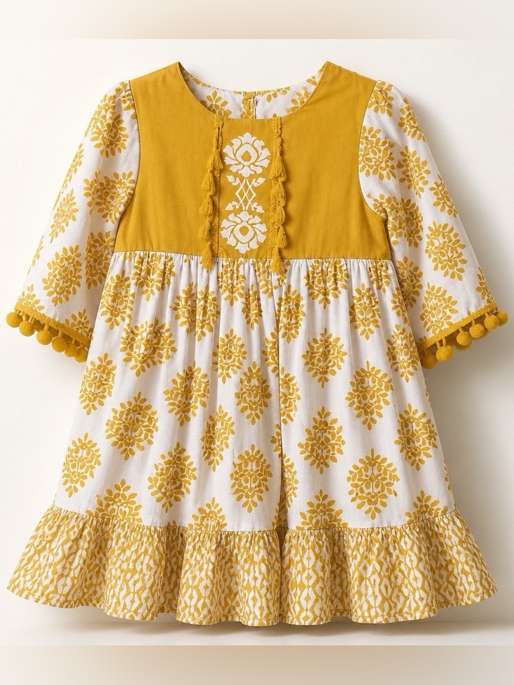 Jelly The Pug Yellow Floral Girls Dress